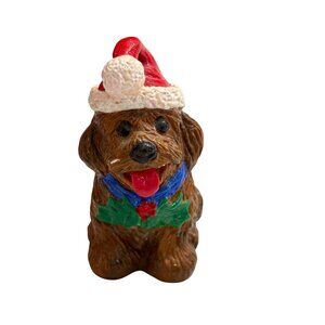 Yorkshire Terrier Christmas Ornament Handpainted Resin 3" Tall 90s Holiday Decor